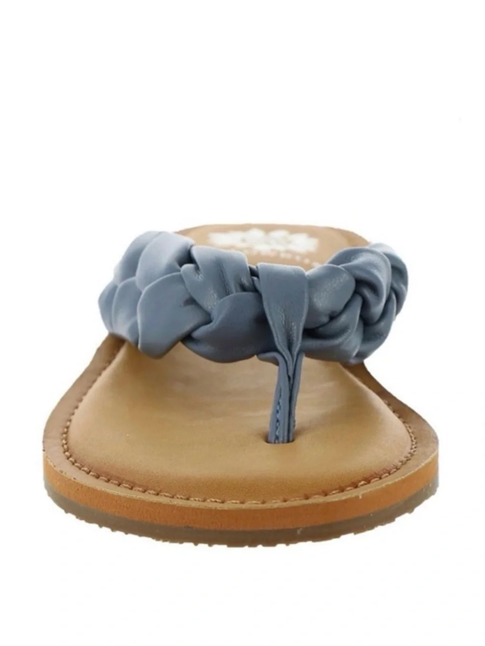 7.5 Yellowbox Dauphine Blue gray Tan Sandals Shoes Braided Leather Women's Thong - Picture 6 of 13